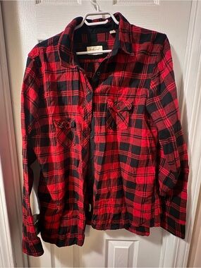 Weatherproof Red and Black Plaid Button-Down Shirt